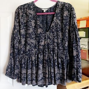 Lucky Brand  Floral Women’s Long Sleeve Top Blouse Sz L/G